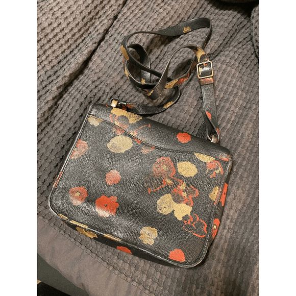 COACH 33615 PAGE FLAP BLACK & FLORAL SHOULDER BAG - Picture 8 of 11